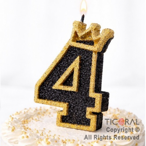 VELA NUMERO CORPOREO CON GIBRE ORO N.4 x 1